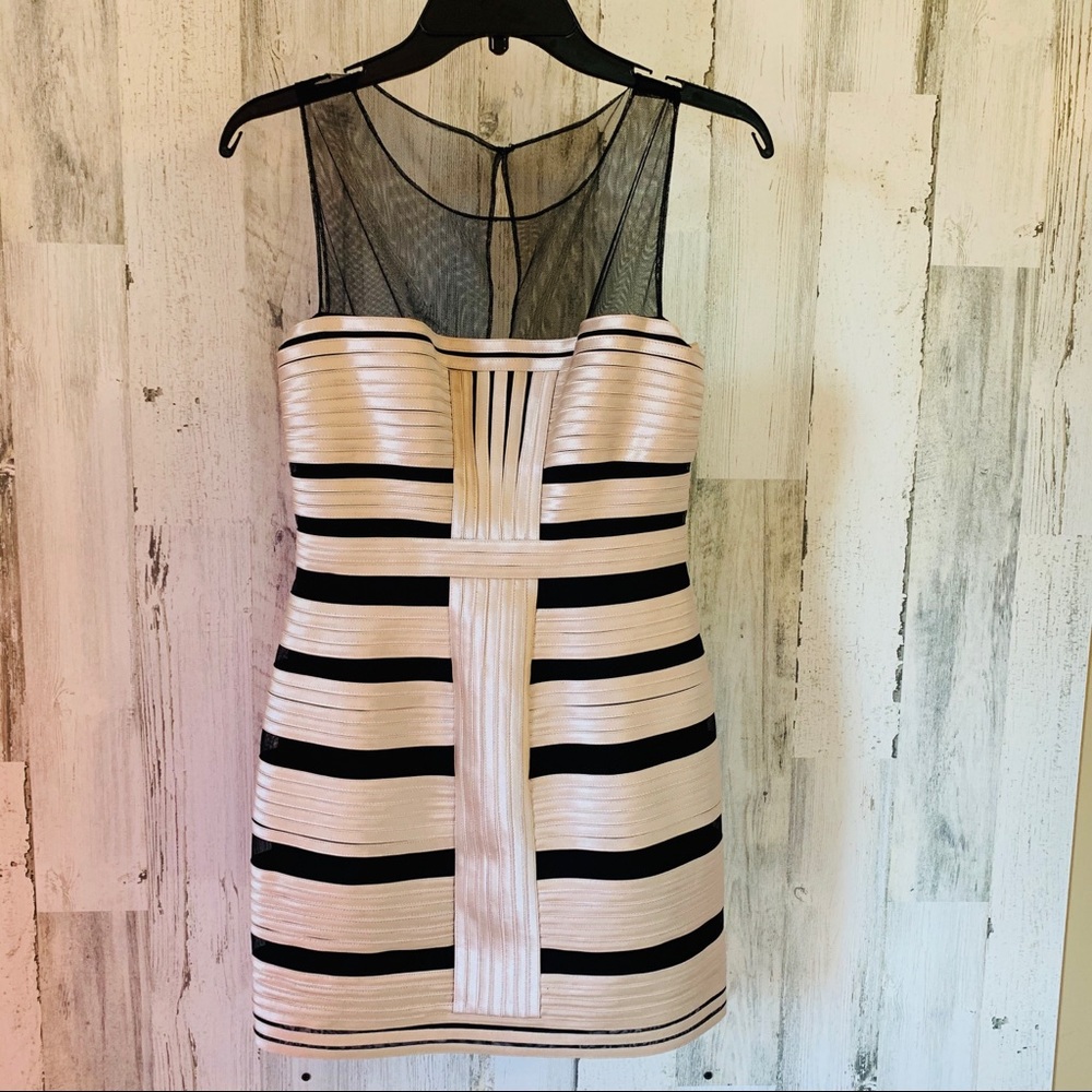 BCBGMaxazria tan and black cocktail dress. Size 2